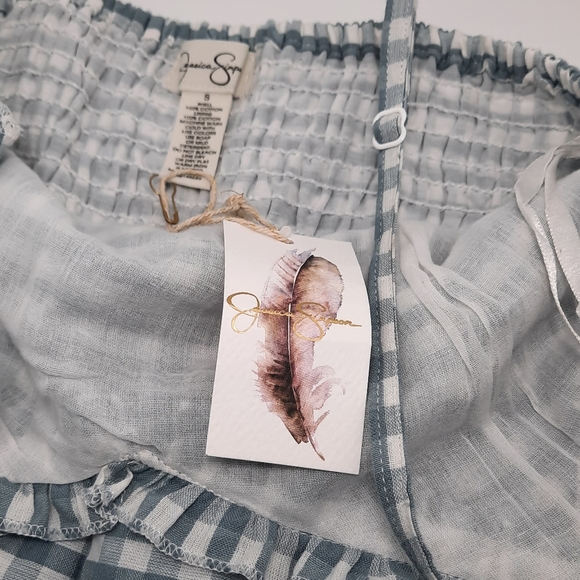 Jessica Simpson Embroidered Boho Women's Ginghan Print Layered Hem Dress NEW - Picture 11 of 16